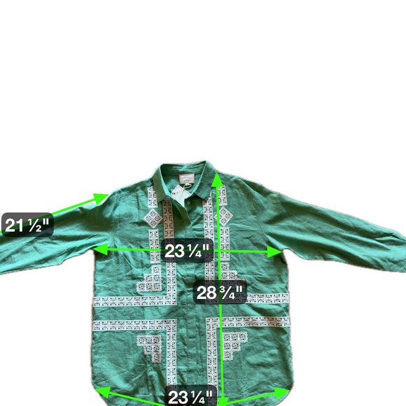Sézane X Lucia Vergara Green Linen Embroidered Cottagecore Blouse Avant Garde - Picture 13 of 13